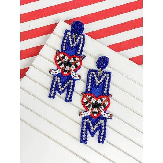 Glitzy Hockey Mom Beaded Dangle Earrings