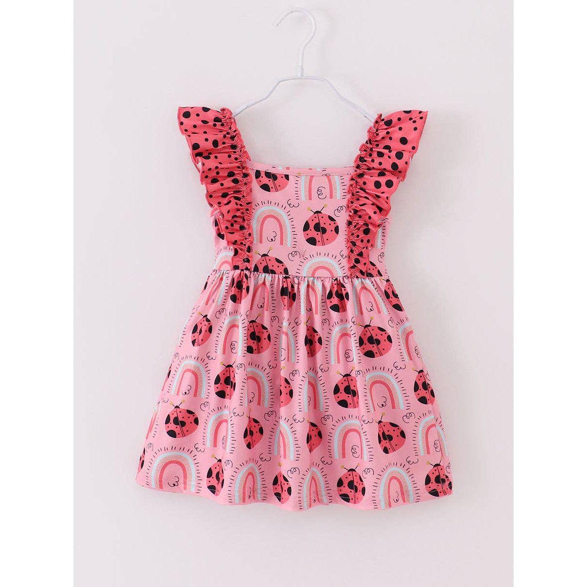 Ladybug Dream Pink Flutter Ruffle Tank Girls Dress