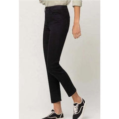 Lavender Vervet Black Washed High Rise Hidden Button Up Straight Ankle