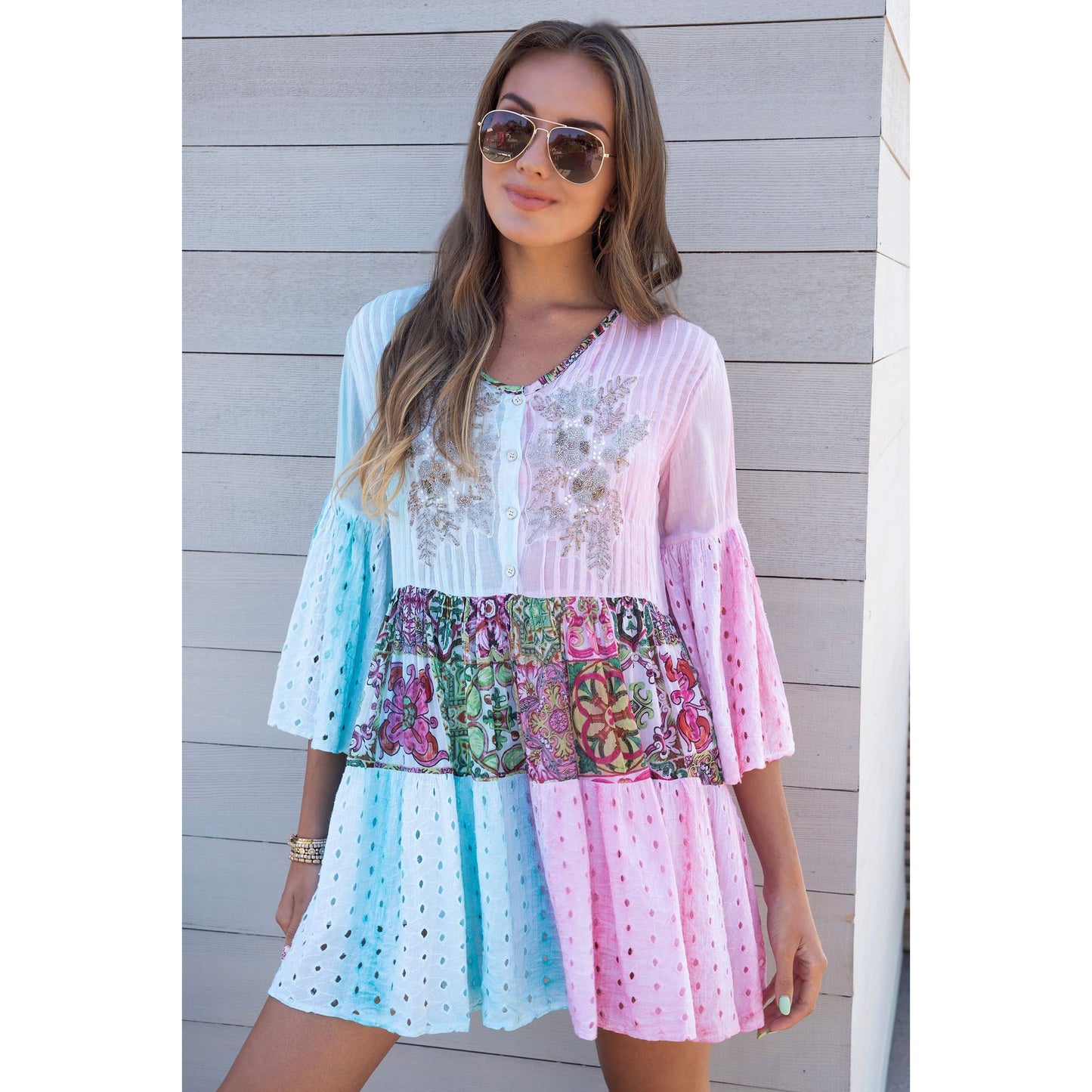 Lovely Lavender Multi Color Beaded Tunic