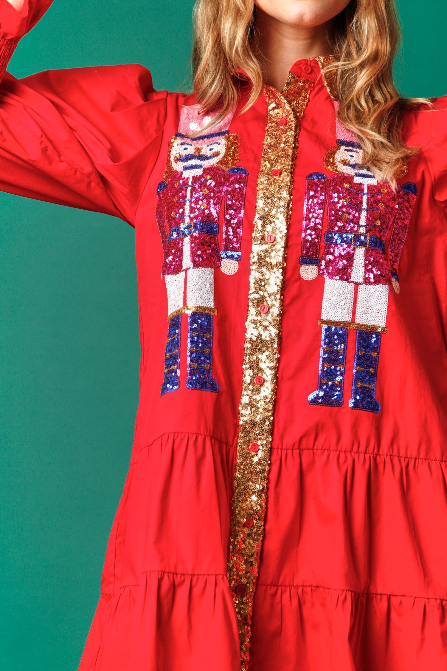 Red Sequin Nutcracker Tiered Dress