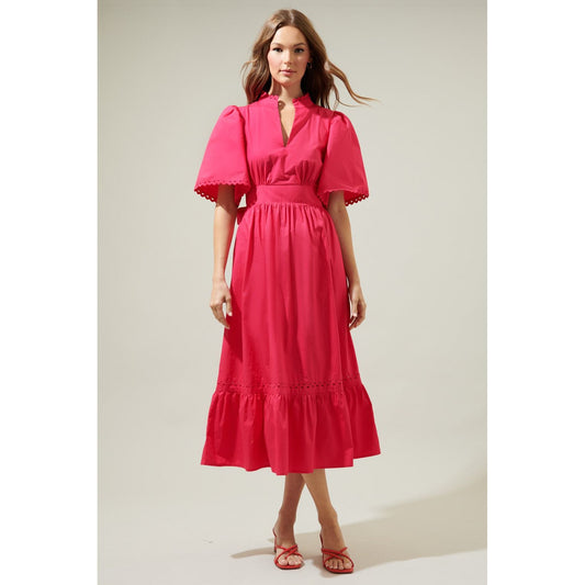 Sutton Poplin Midi Dress- Pink