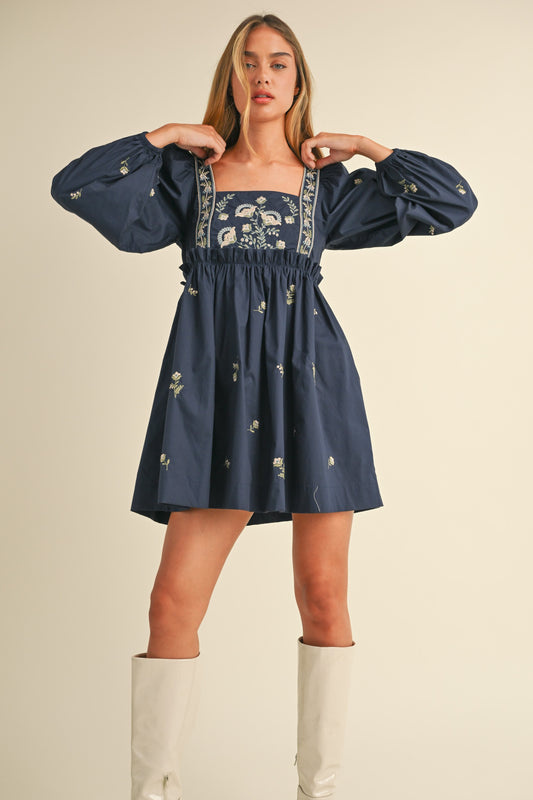 Gracie Embroidered Babydoll Dress