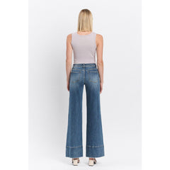 Lavender VERVET Rise Raw Hem Wide Leg Jeans