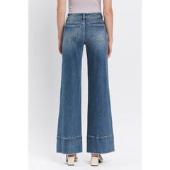 Light Gray VERVET Rise Raw Hem Wide Leg Jeans