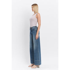 Lavender VERVET Rise Raw Hem Wide Leg Jeans