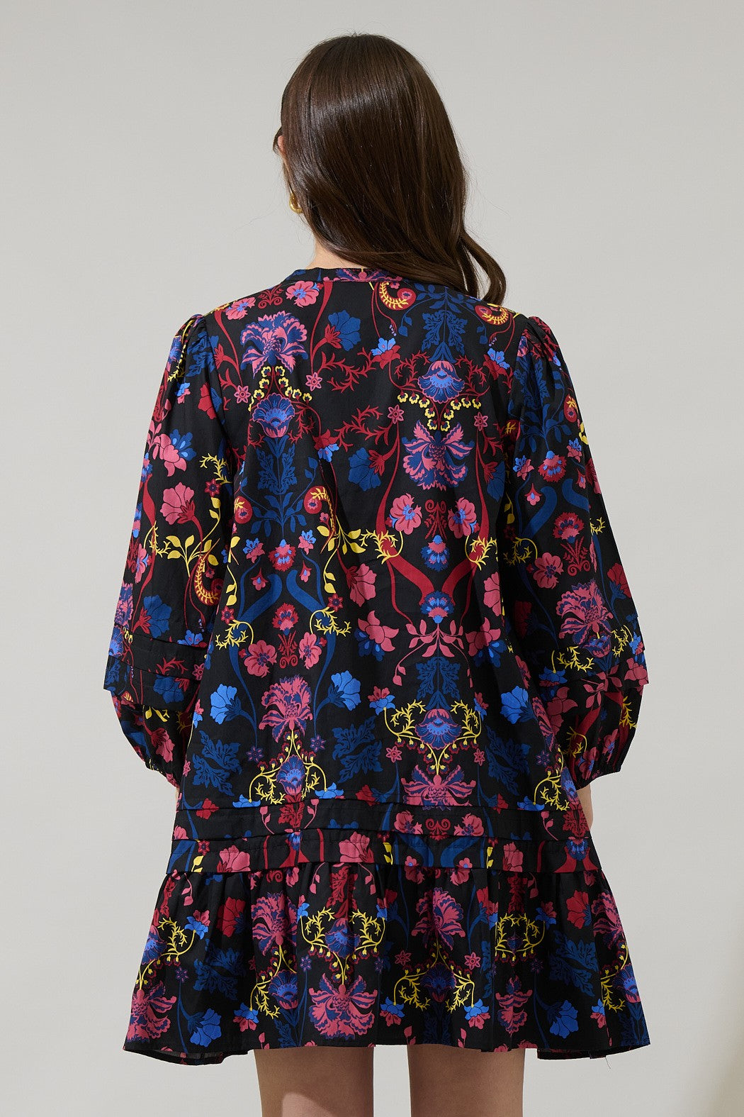 Palmero Midnight  Floral Ruffle Shift Dress