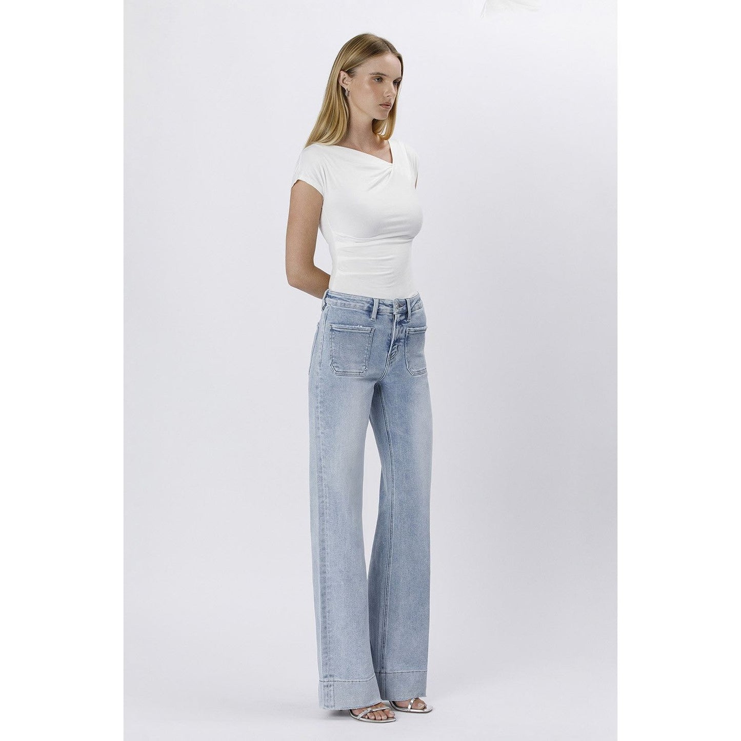 VERVET High Rise Trouser Hem Flare Jeans