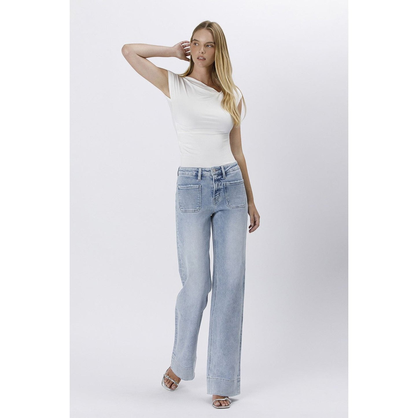 VERVET High Rise Trouser Hem Flare Jeans