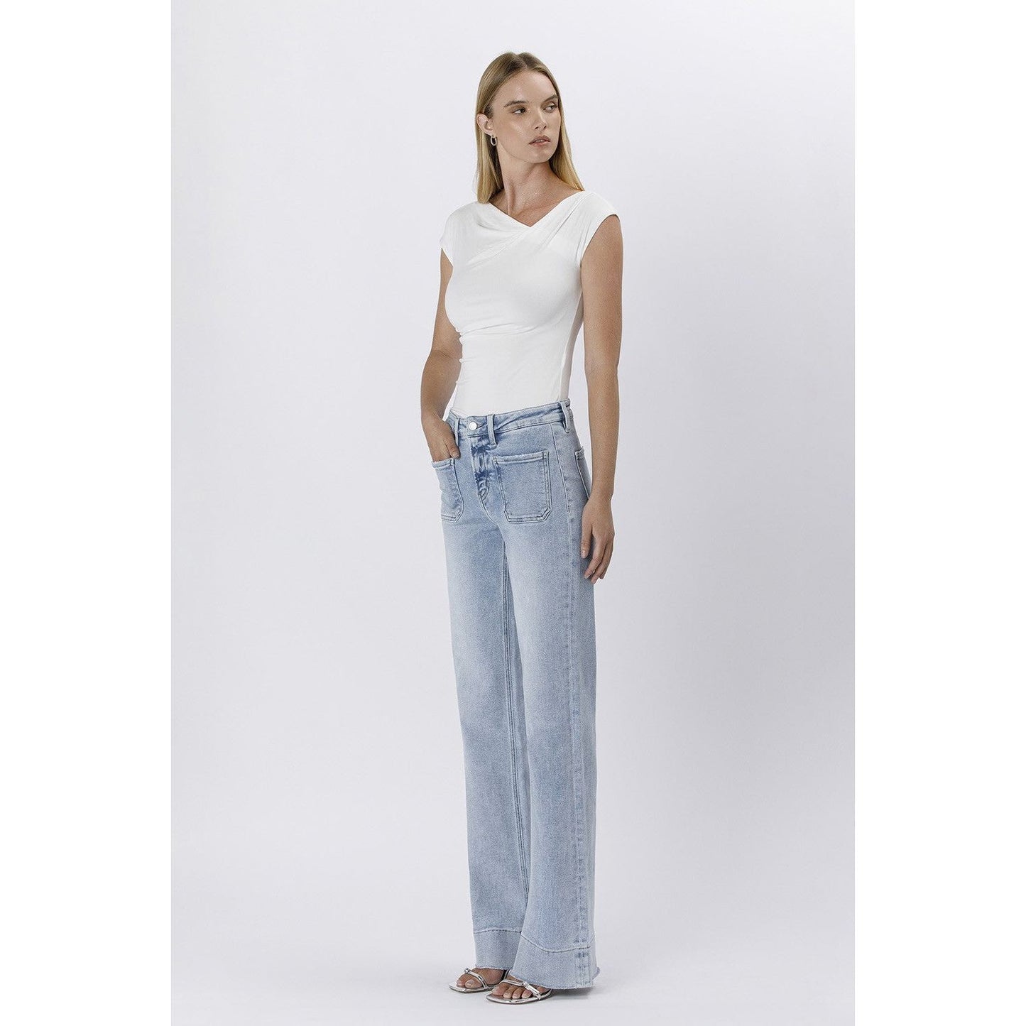 VERVET High Rise Trouser Hem Flare Jeans