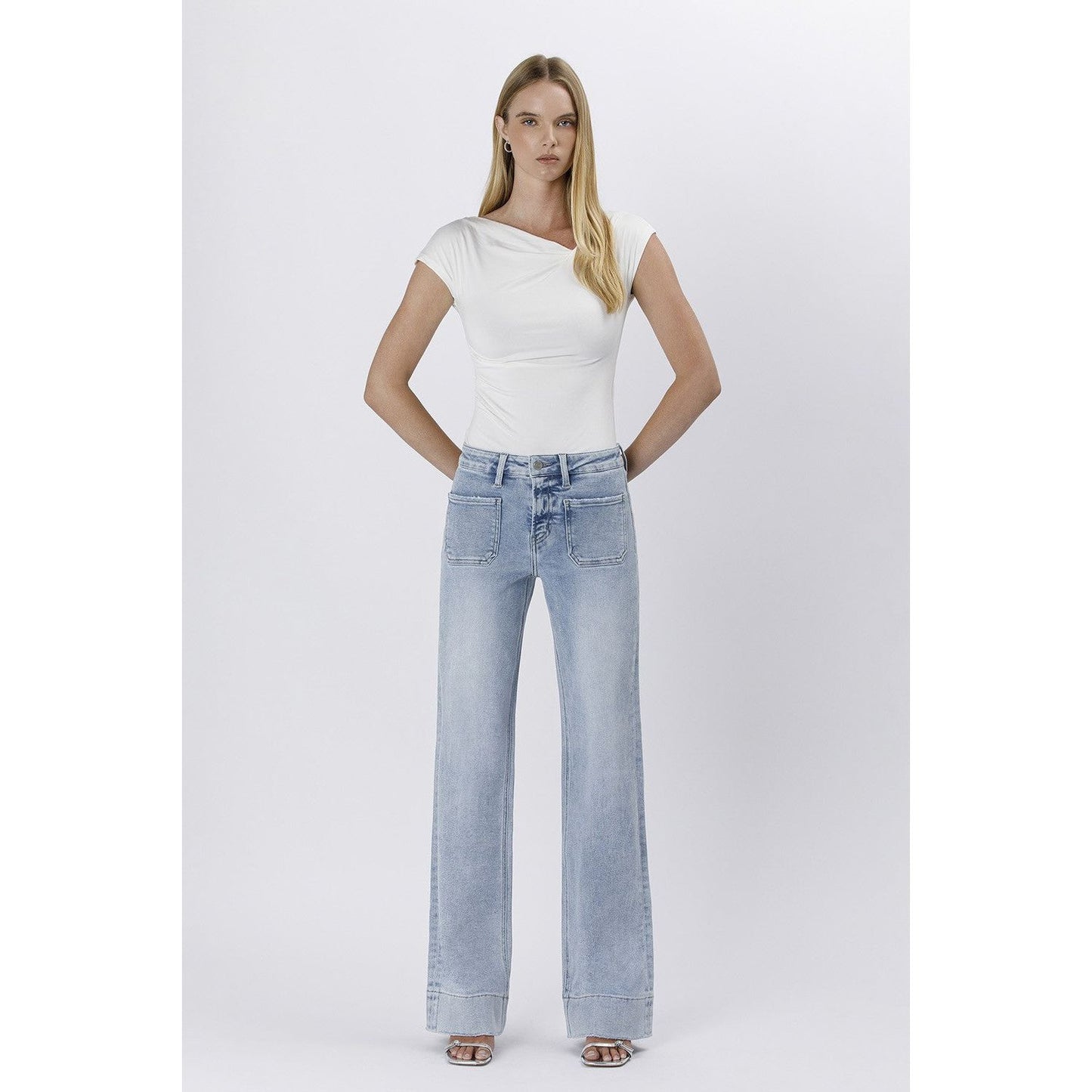 VERVET High Rise Trouser Hem Flare Jeans