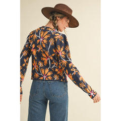 Antique White Floral Mock Neck Sweater