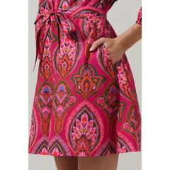 Maroon Azura Paisley Eira Poplin Mini Dress