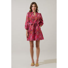 Gray Azura Paisley Eira Poplin Mini Dress