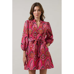 Gray Azura Paisley Eira Poplin Mini Dress