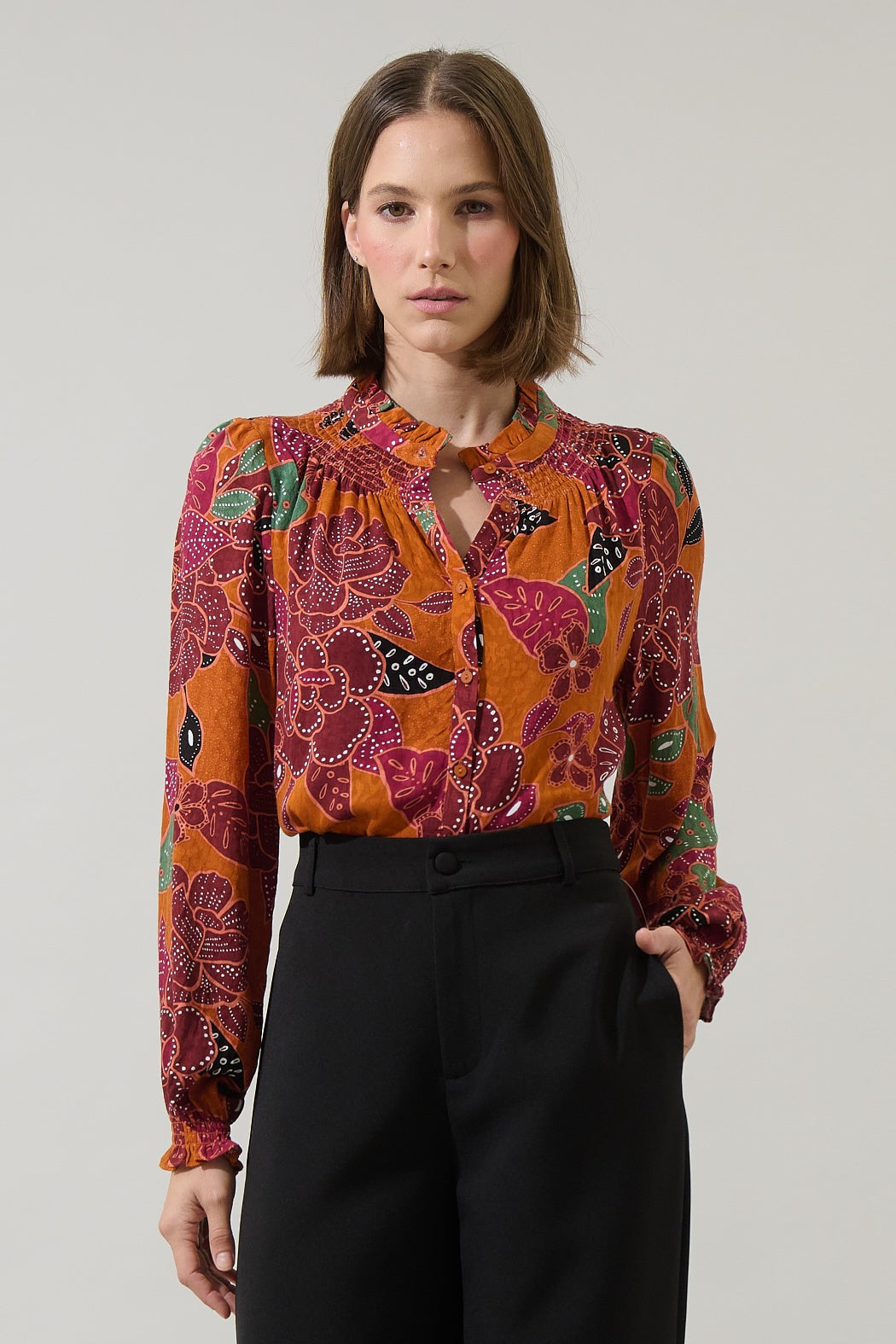 Marven Floral Merlie Button Down Top