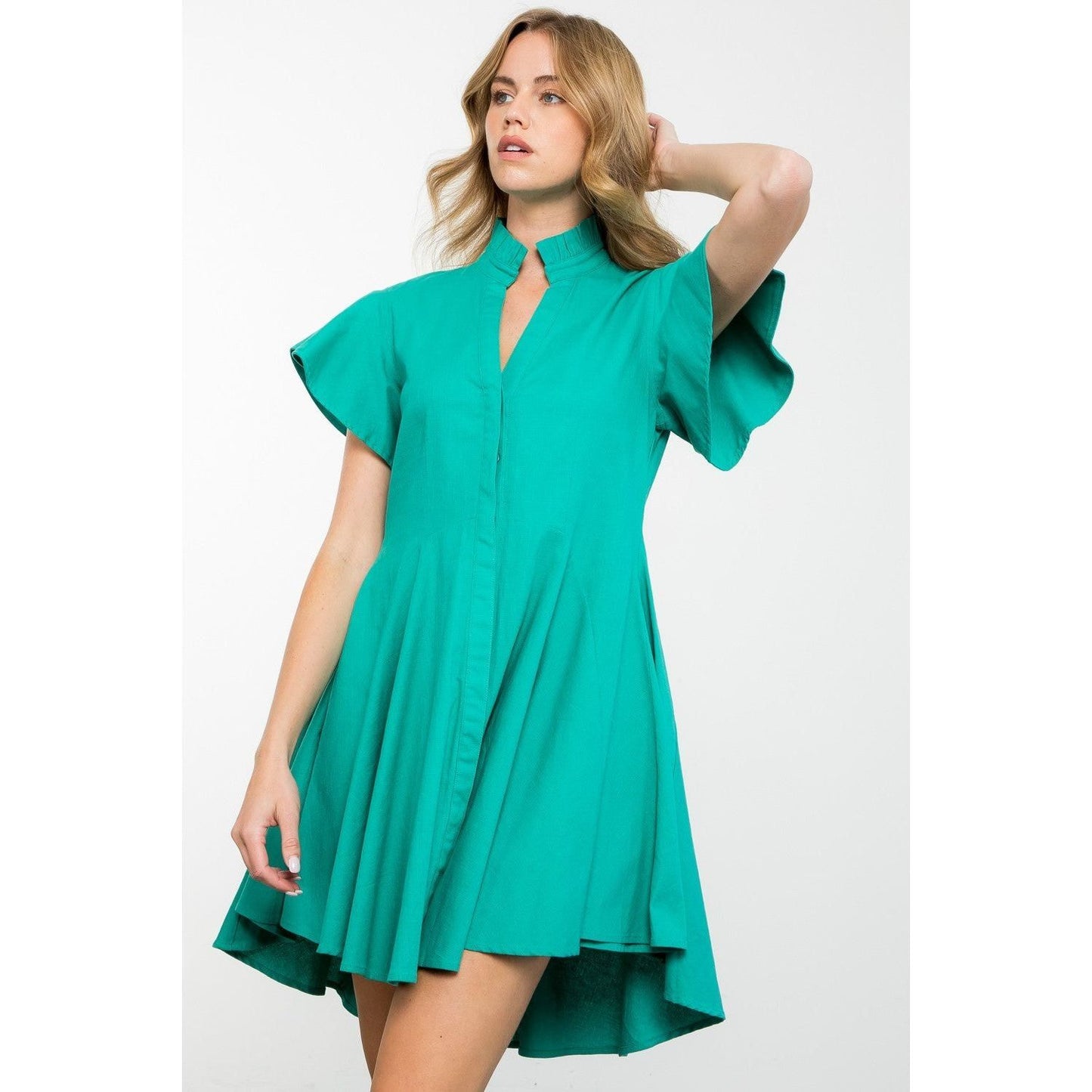 THML Aqua Flutter Sleeve Dress