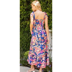 Dark Green Summer Fling Floral Smocked Maxi Dress