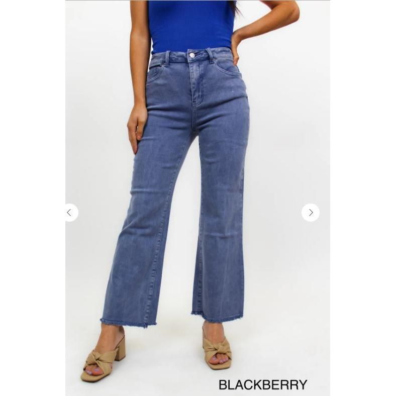 Lavender High Waist Acid Wash Frayed Bootcut Jeans