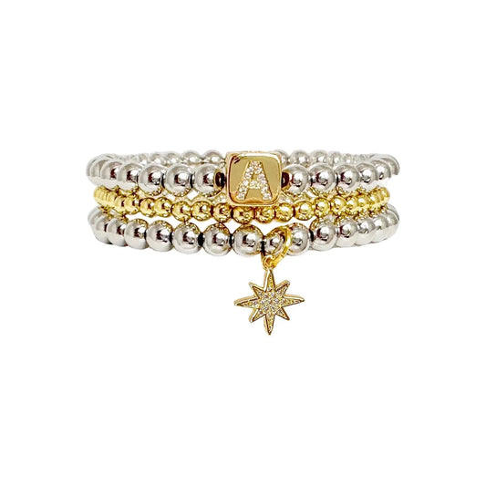 Love Lisa, Amy Initial Star Bracelet Stack Collection