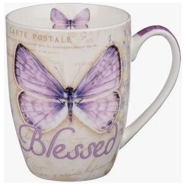 White Smoke Blessed Purple Butterfly Coffee Mug - Jeremiah 17:7