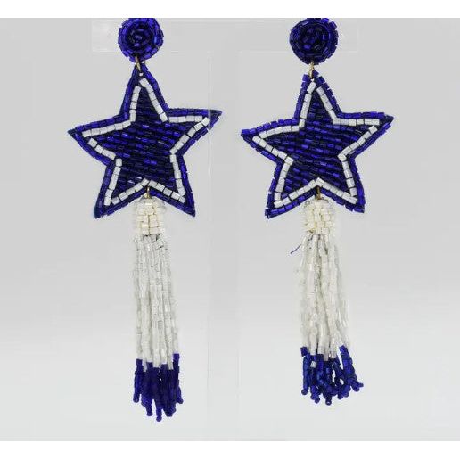Treasure Jewels, Blue Star and Tassel Earrings