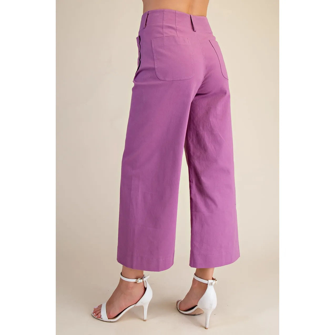 Colette Wide-Leg Scallop Pocket Pants