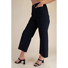 Gray Colette Wide-Leg Scallop Pocket Pants