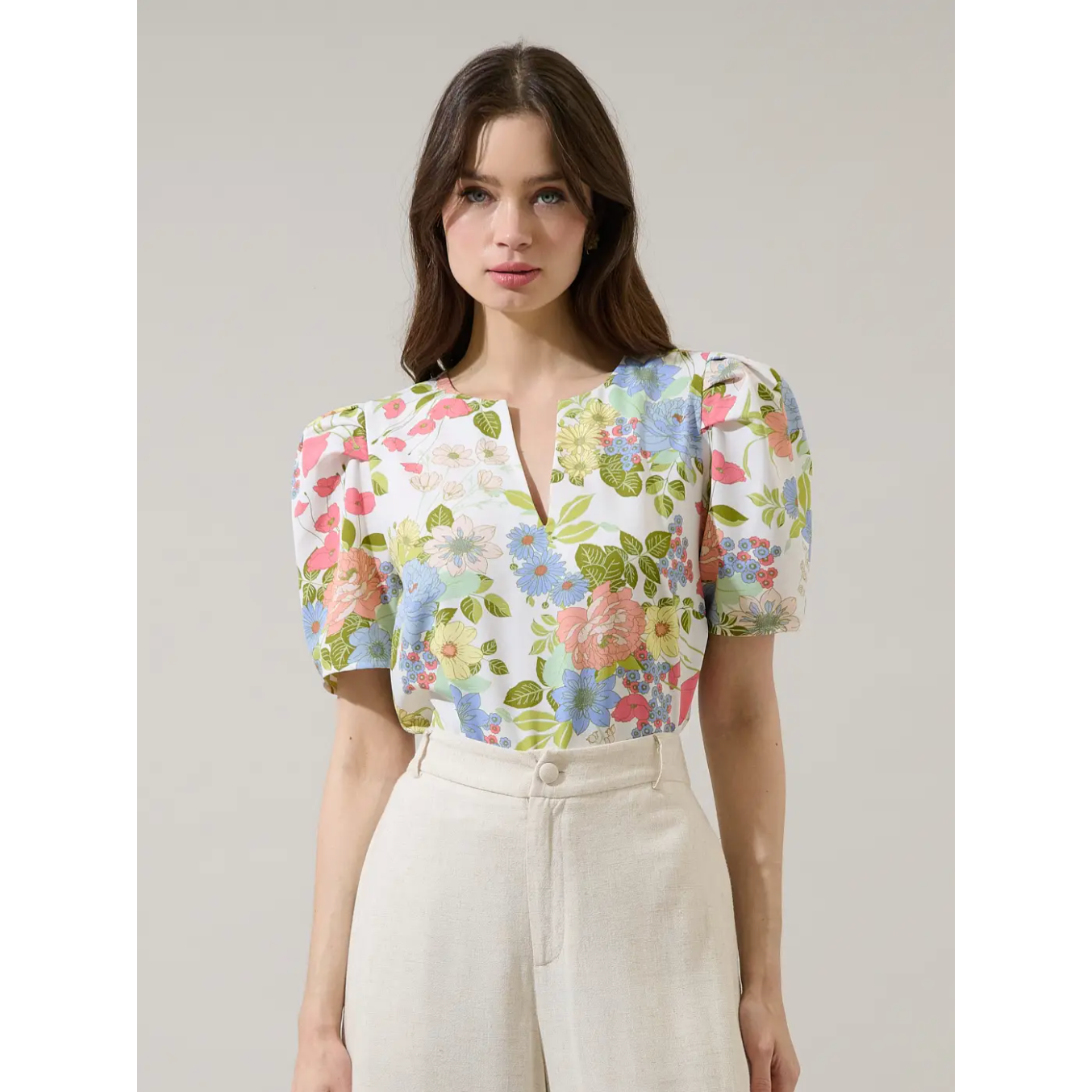 Esther Floral Kayla Puff Sleeve Top