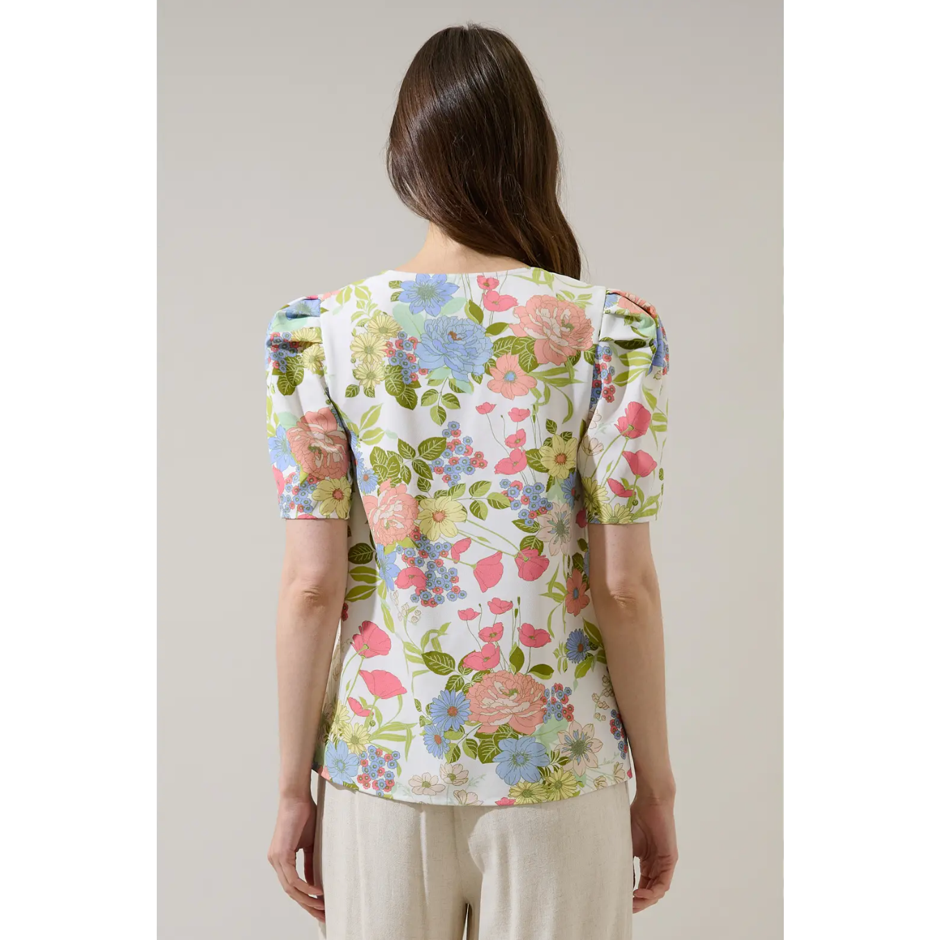 Esther Floral Kayla Puff Sleeve Top