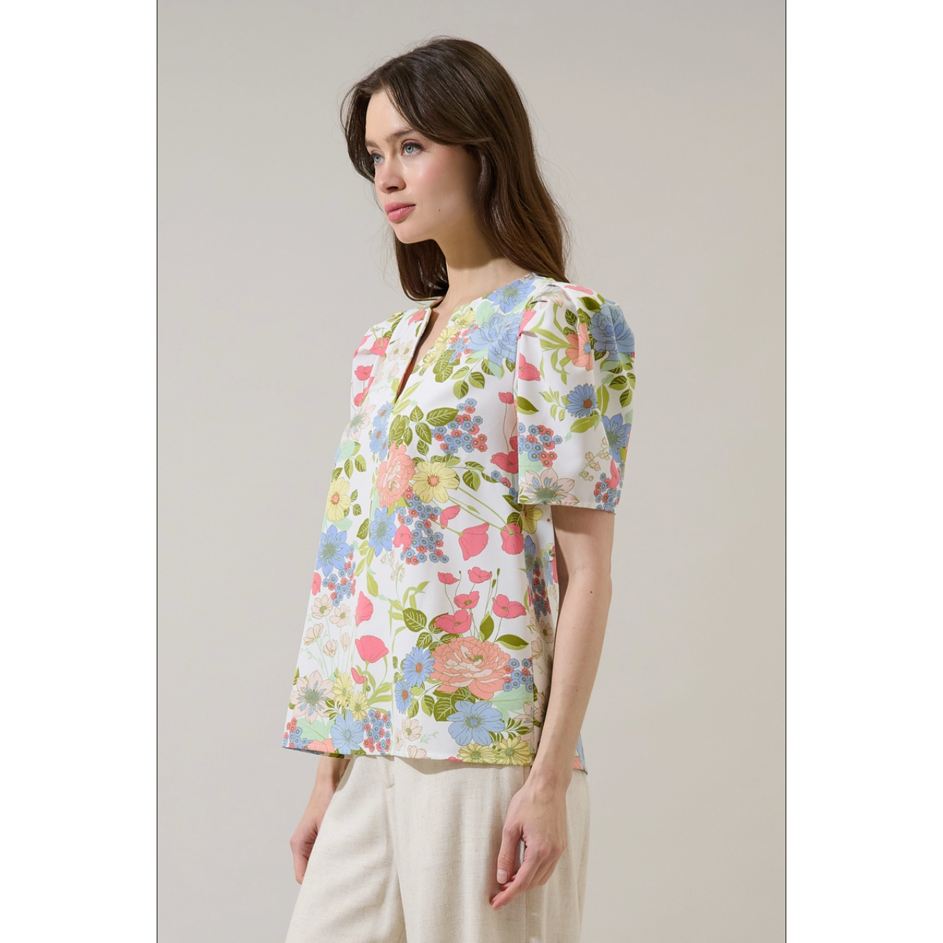 Esther Floral Kayla Puff Sleeve Top