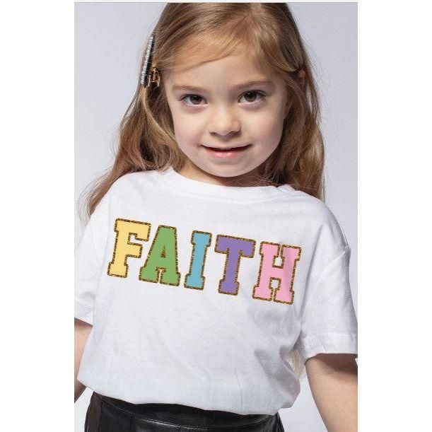 Lavender Kids Faith Glitter Graphic T- Shirt