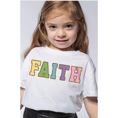 Lavender Kids Faith Glitter Graphic T- Shirt
