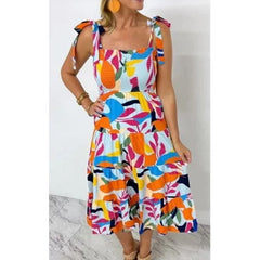 Lavender THML Gallette Smocked Print Maxi Dress