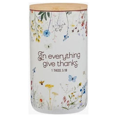 Light Gray Give Thanks Wildflower Gratitude Jar