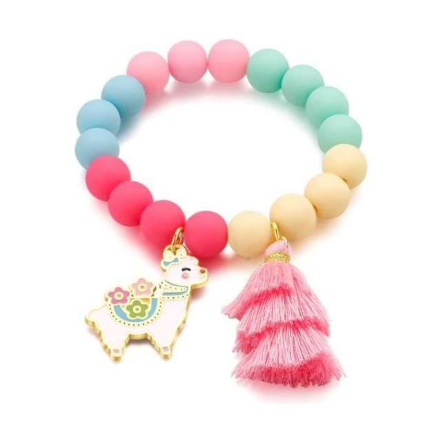 White Smoke Girl Nation Glama Llama Charming Whimsy Bracelet