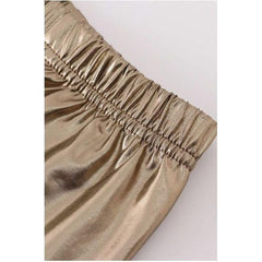 Rosy Brown Metallic Gold Girls Bike Shorts