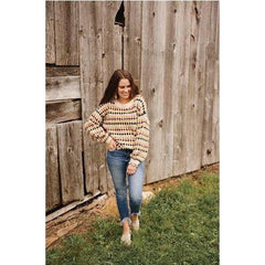 Rosy Brown Greta Multicolor Fall Dotted Crew Knit Sweater