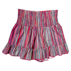 White Smoke Hannah Banana Collection Smocked Sparkle Shorts with Ruffle Hem