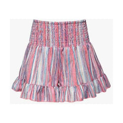 White Smoke Hannah Banana Collection Smocked Sparkle Shorts with Ruffle Hem