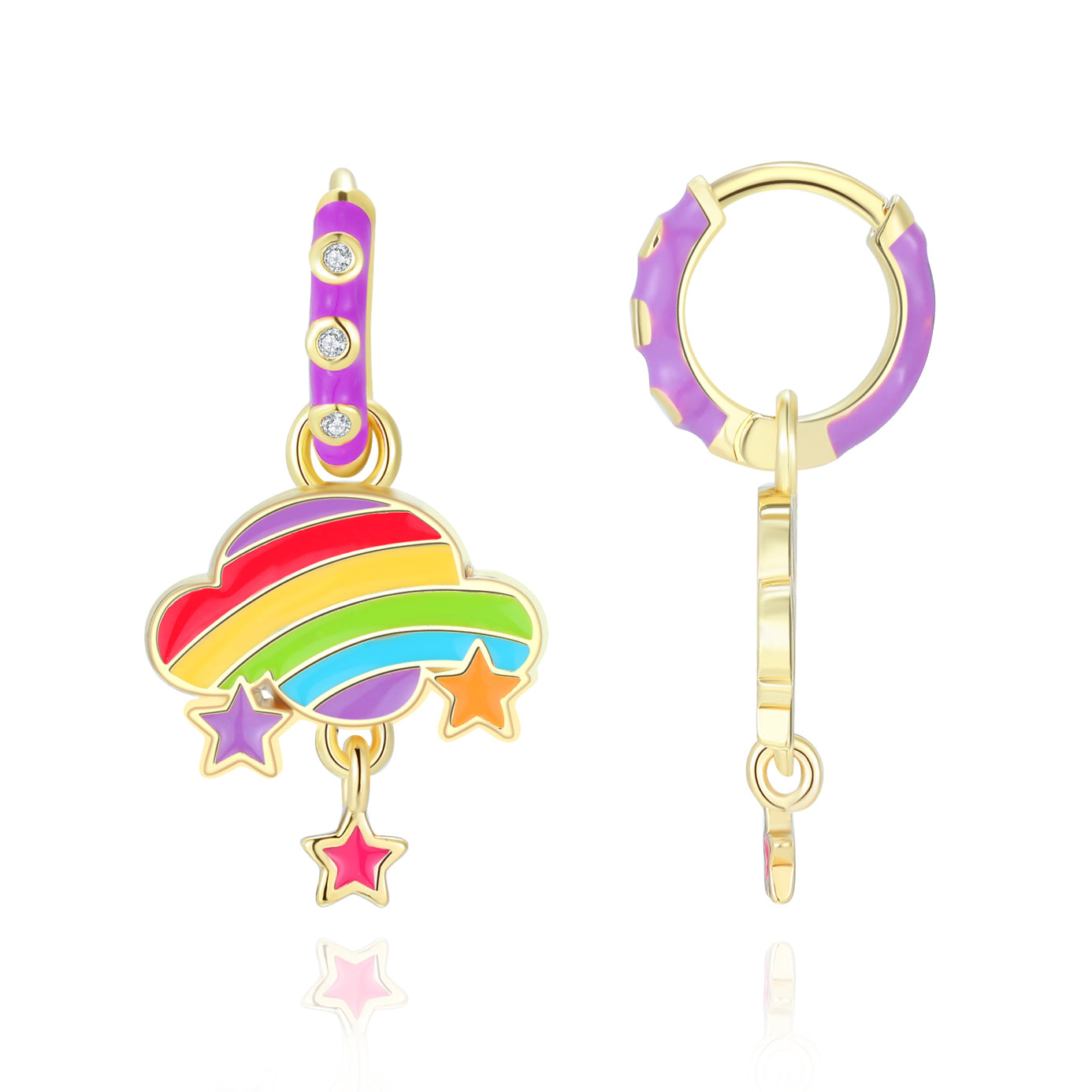 Necklace and Huggie Earring Gift Set | Rainbow Cloud