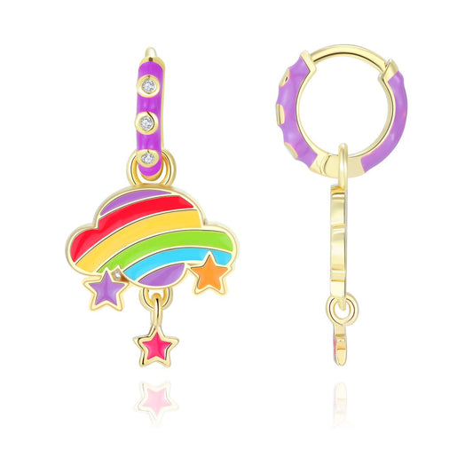 Necklace and Huggie Earring Gift Set | Rainbow Cloud