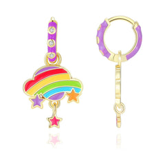 White Smoke Necklace and Huggie Earring Gift Set | Rainbow Cloud