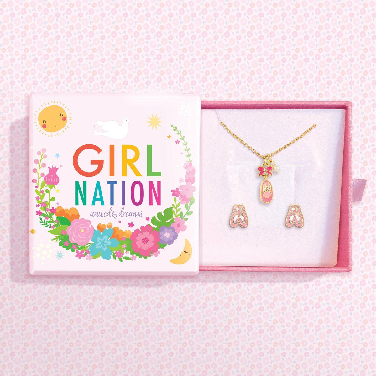 Misty Rose Sweet Petite Necklace and Studs Gift Set | Ballet Shoe