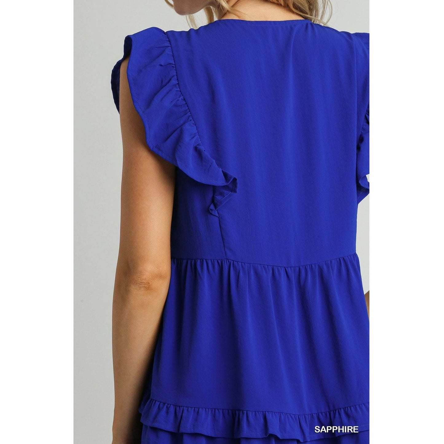 A Pop Of Color Tiered Ruffle Dress-SAPPHIRE