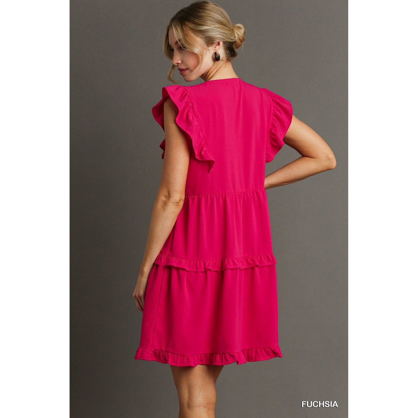 A Pop Of Color Tiered Ruffle Dress
