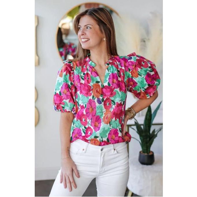 Khloe Floral Puff Sleeve Top