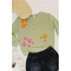 Black Kids Smiley Graphic Sweatshirts