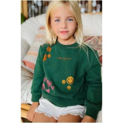 Dark Slate Gray Kids Smiley Graphic Sweatshirts