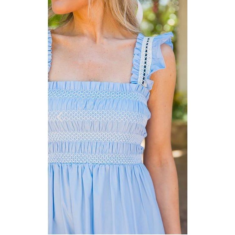 Light Blue Lena Lace Trace Midi Dress